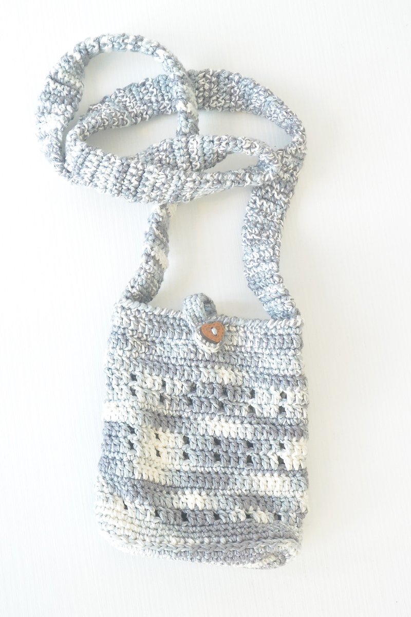 手感編織散步包 - 側背包/斜背包 - 棉．麻 灰色