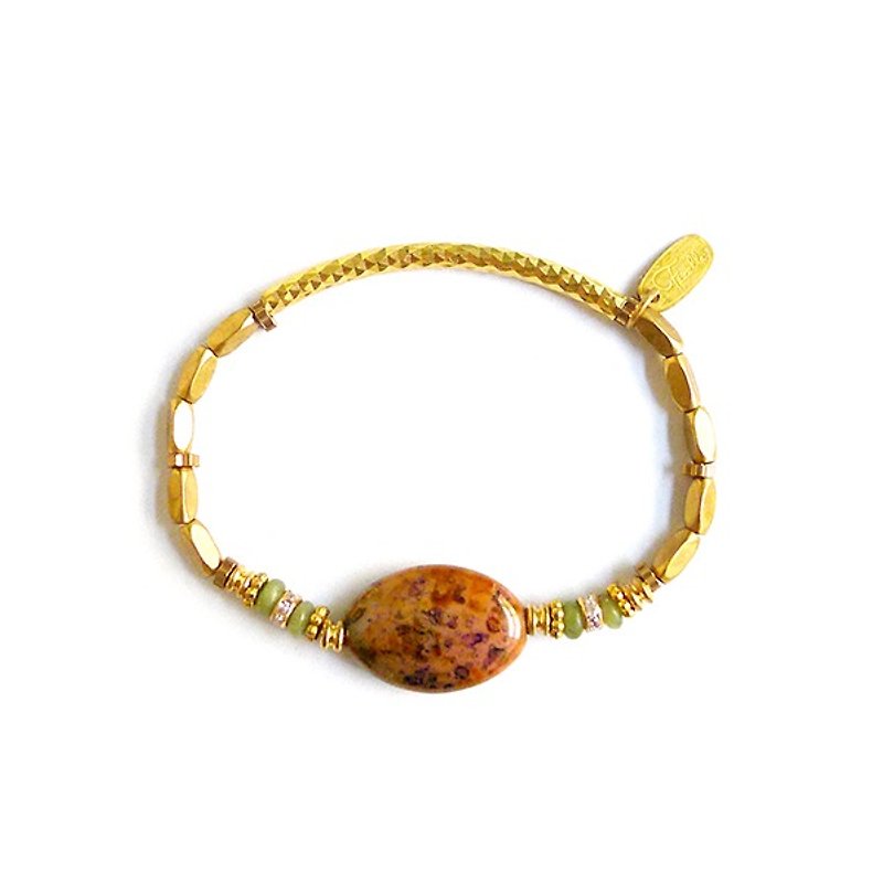 Ficelle | handmade brass natural stone bracelet | [Picasso] Zeus candy jar - สร้อยข้อมือ - เครื่องเพชรพลอย 