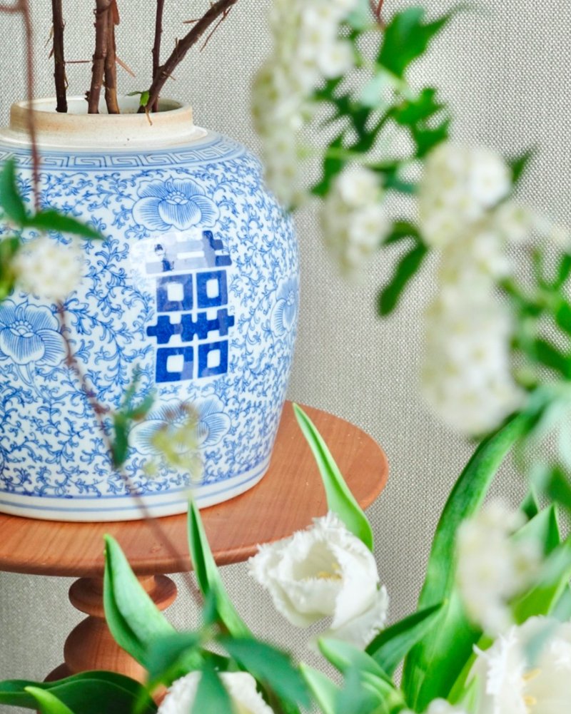 景德鎮 仿古青花瓷 陶瓷花器 囍 - 花瓶/花器 - 陶 藍色