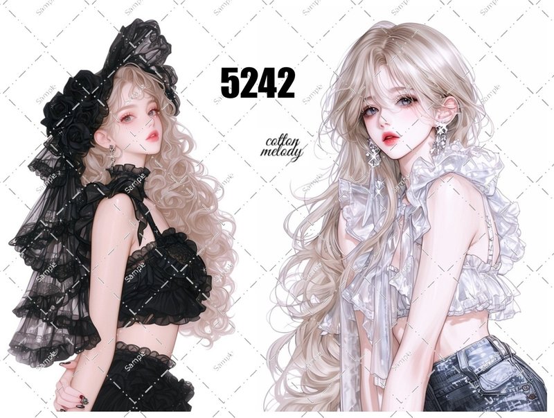 original sticker no.5242 人物ステッカー オリジナルステッカー オリジナル人物ステッカー 装飾ステッカー cotton melody - 貼紙 - 紙 