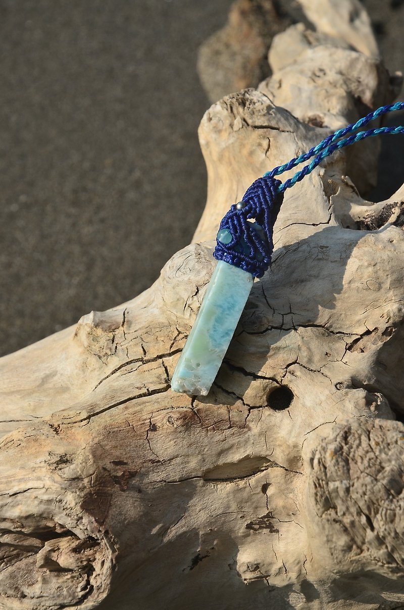 織途 - 海纹石/拉利瑪  編織項鍊 11W07 - 項鍊 - 寶石 藍色