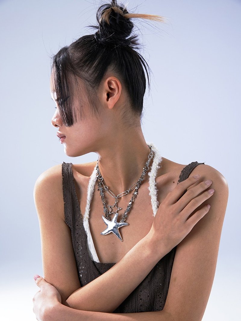 Official authentic Yang and Su same wandering tribe five-pointed star starfish necklace original design - สร้อยคอ - โลหะ สีเงิน