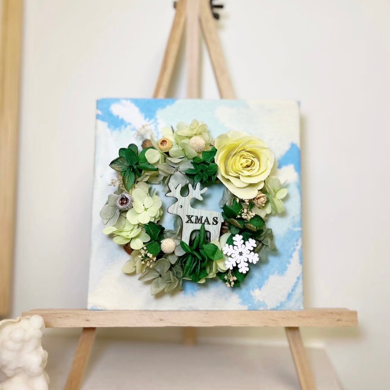 This is our flower appointment on paper - everlasting flower fluid painting wreath Chinese Valentine's Day gift exchange gift - ช่อดอกไม้แห้ง - พืช/ดอกไม้ หลากหลายสี