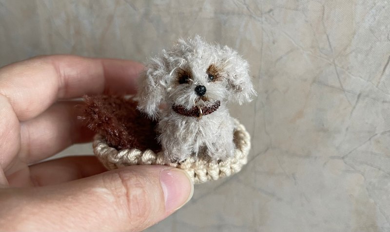 Miniature realistic maltipoo dog custom puppy ooak pet replica 1 to 6 scale toy - 編織/刺繡/羊毛氈/縫紉 - 繡線 金色