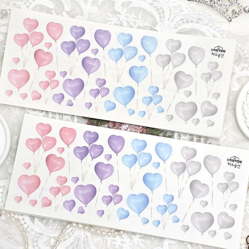 :Heart balloon: Matte Transparent sticker - 貼紙 - 其他材質 