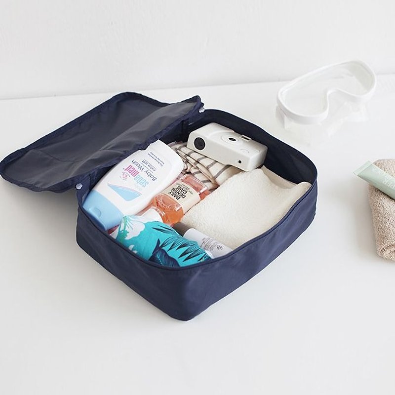 Dessin x Livework- luggage packed accommodation - Macaron light-purpose travel bag S- clothes holding navy blue, LWK33875 - กล่องเก็บของ - พลาสติก สีน้ำเงิน