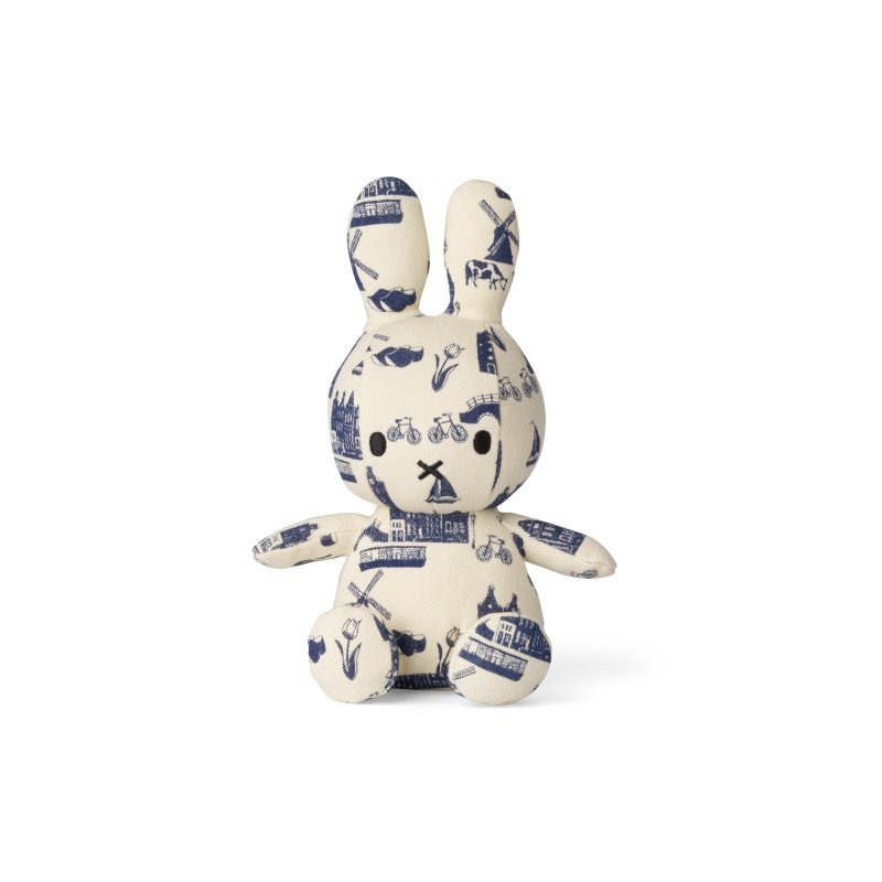 Bon Ton Toys | Miffy Sitting Dutch Denim - 23cm - Stuffed Dolls & Figurines - Cotton & Hemp White