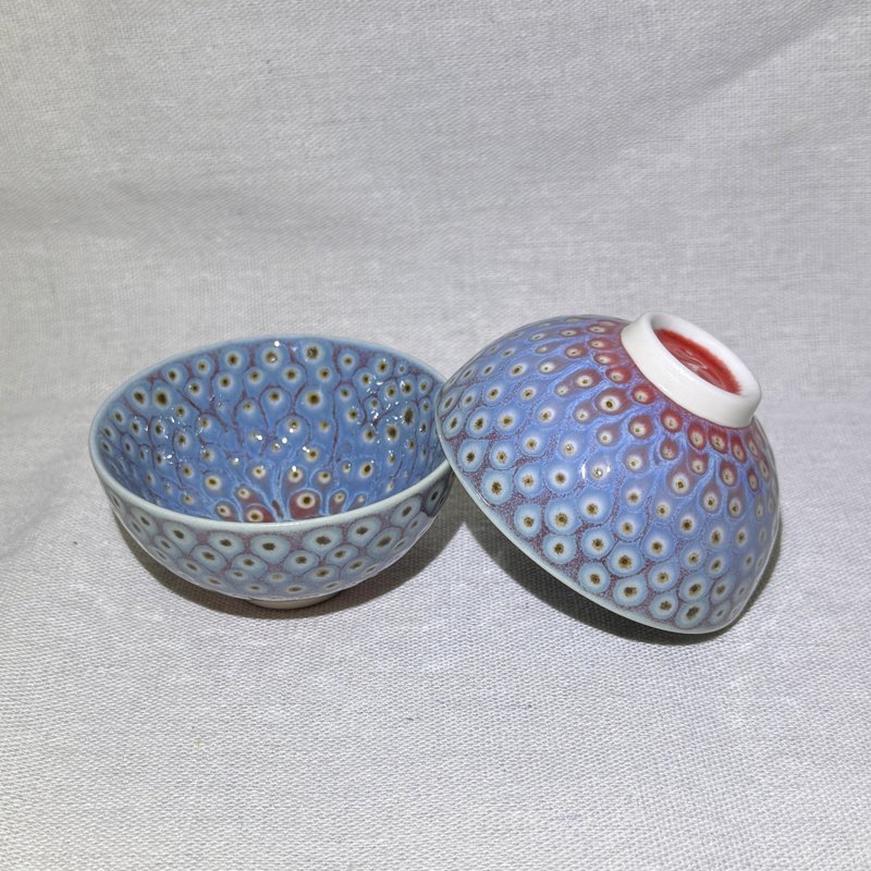 Peacock Display Tasting Set, 80ml, YuNing Chiu, Yingge Kiln, A2-08 - ถ้วย - เครื่องลายคราม หลากหลายสี