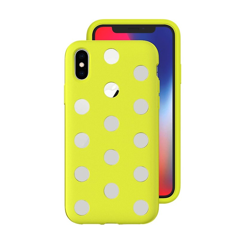 AndMesh-iPhone Xs圓點雙層防撞保護套-青檸黃(4571384959070 - 手機殼/手機套 - 其他材質 黃色