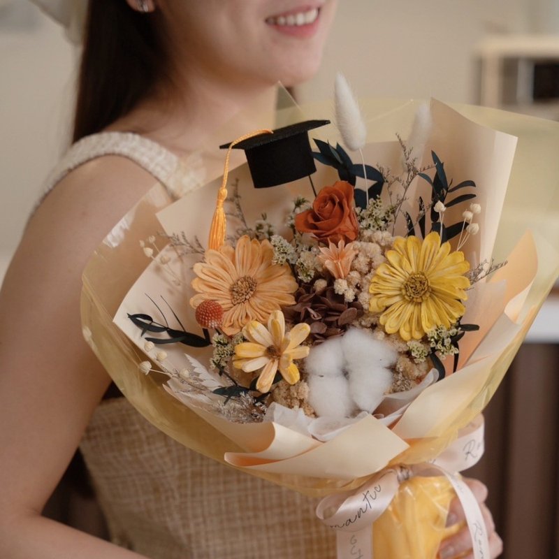 光之旅程畢業花束 / 橘色太陽 花黃色太陽花 太陽花花束 向日葵花 - 乾燥花/永生花 - 植物．花 黃色