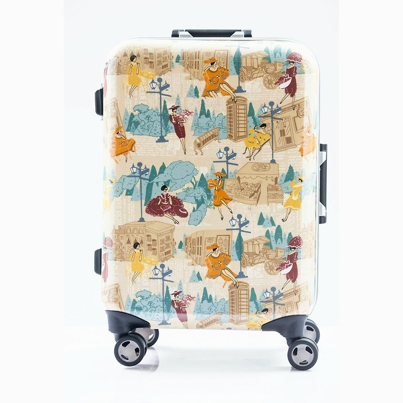 Fashion life yellow system - hand-printed fashion aluminum frame 20 吋 suitcase / suitcase - กระเป๋าเดินทาง/ผ้าคลุม - อลูมิเนียมอัลลอยด์ 