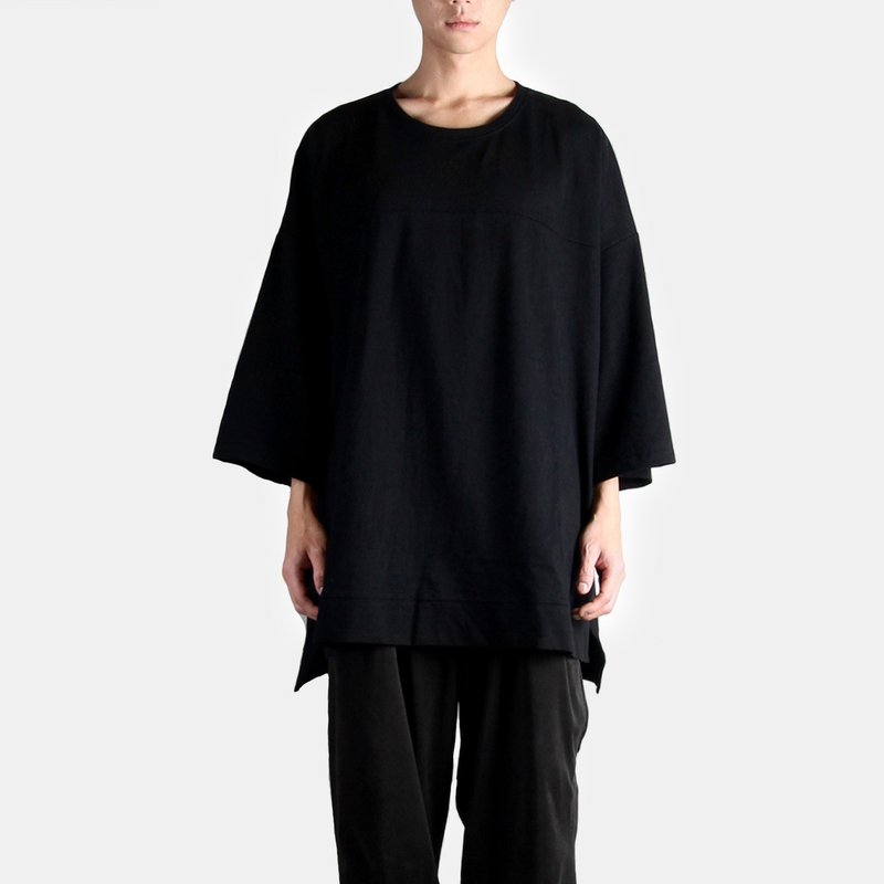 オーバーサイズフォーリングショルダーディフュージョンT - Tシャツ メンズ - コットン・麻 ブラック