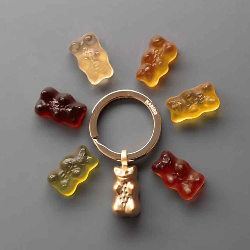 HARIBO X TROIKA 聯名金熊小熊軟糖鑰匙圈 - 鑰匙圈/鑰匙包 - 其他金屬 金色