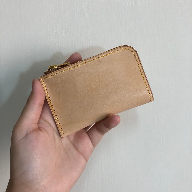 L-shaped leather zipper coin purse - กระเป๋าใส่เหรียญ - หนังแท้ 