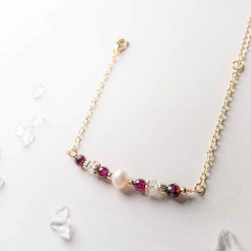 Garnet Ziyawu Natural Freshwater Pearl Charm Energy Bracelet | Light Jewelry - Bracelets - Gemstone Red
