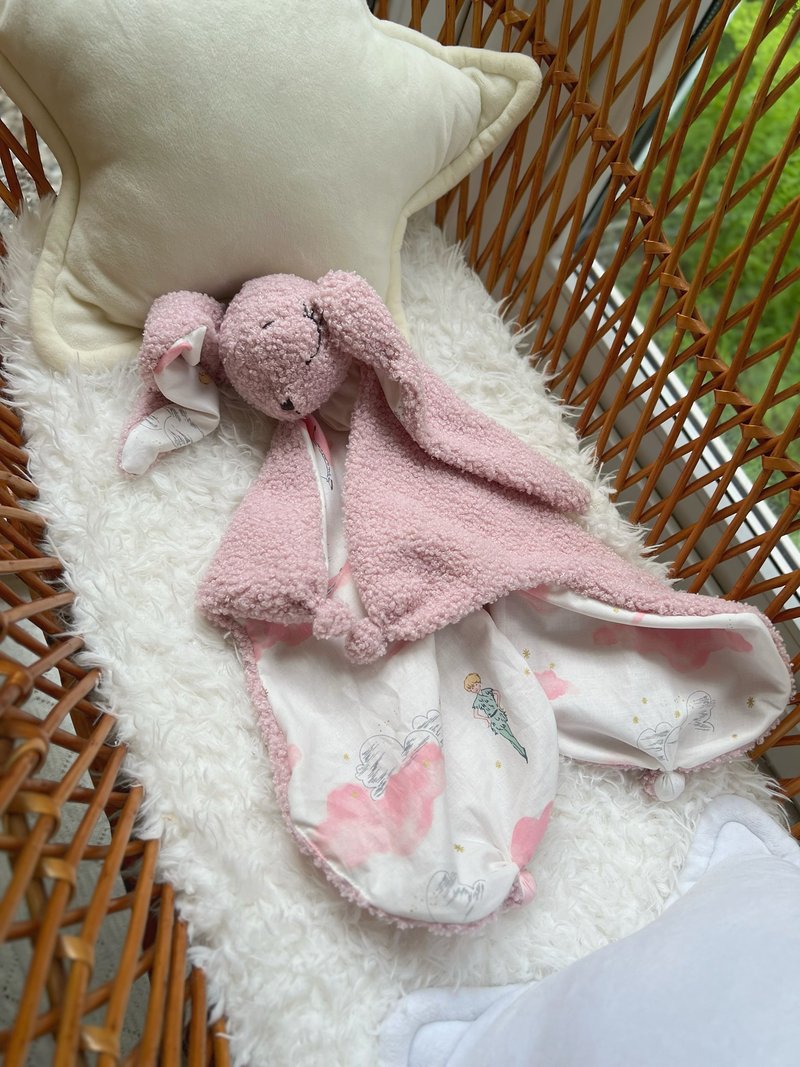 Baby lovey bunny. Rabbit comforter toy. Doudou bunny. Baby toy bunny. - 寶寶/兒童玩具/玩偶 - 棉．麻 粉紅色