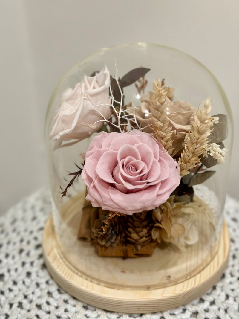 Low saturation rose glass cover immortalized flower cup, versatile and attractive - Dried Flowers & Bouquets - Plants & Flowers 