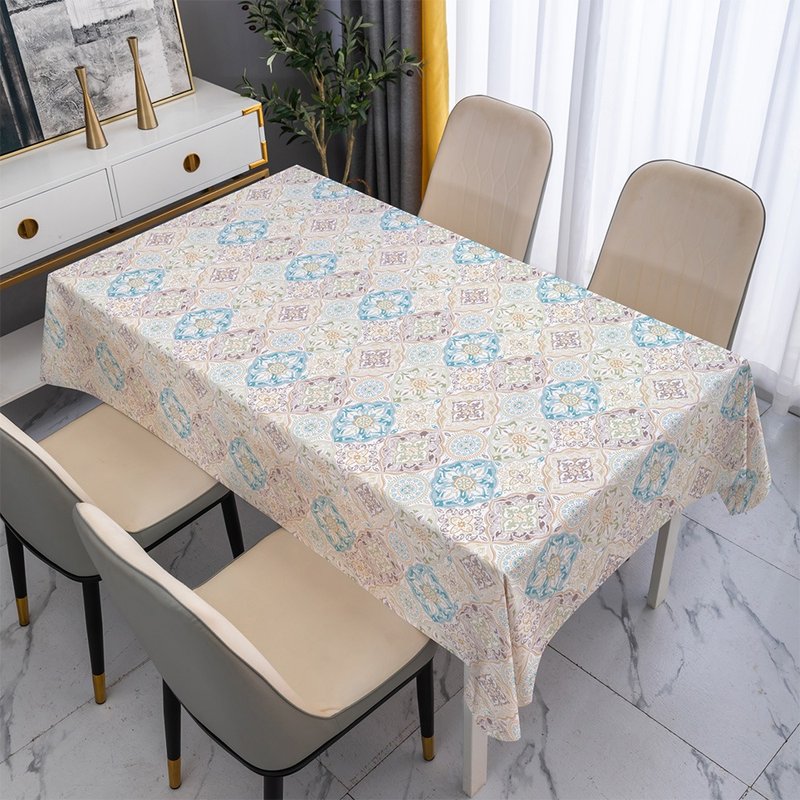 Pastoral tile silk leather tablecloth waterproof and oil-proof tablecloth placemat camping tablecloth tablecloth coffee table - ผ้ารองโต๊ะ/ของตกแต่ง - พลาสติก สีกากี