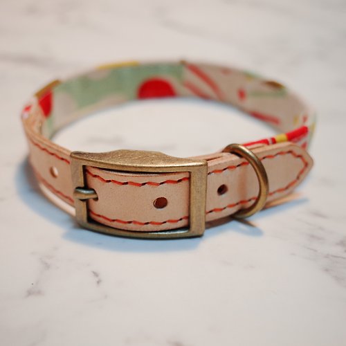 Michu Pet Collars #美珠手作 狗 M號 項圈 紅黃 森林 點點 方塊 不規則 可加購吊牌