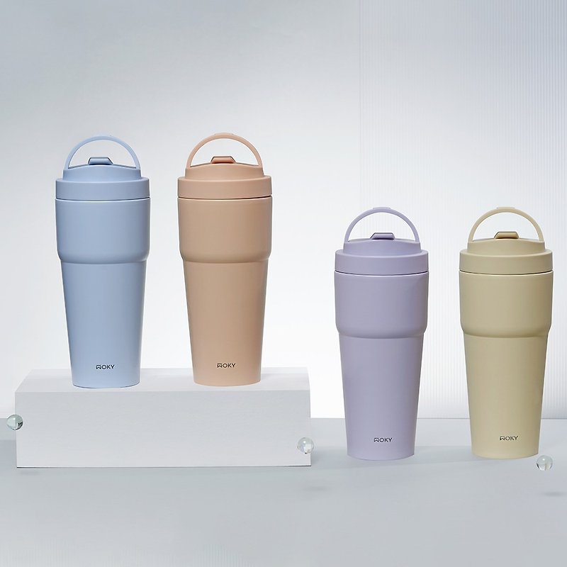 WOKY Wochu round cup-double-layer ceramic 750ml 4 colors (including Silicone straw) - Vacuum Flasks - Stainless Steel 