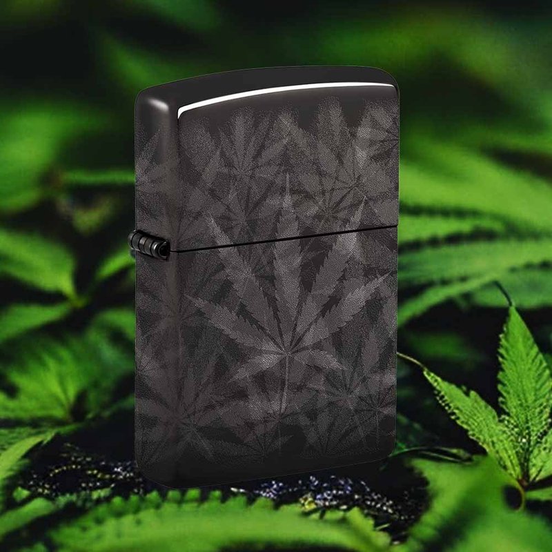 [ZIPPO Official Flagship Store] Mist Hemp Leaf Windproof Lighter 48924 - Other - Copper & Brass Black