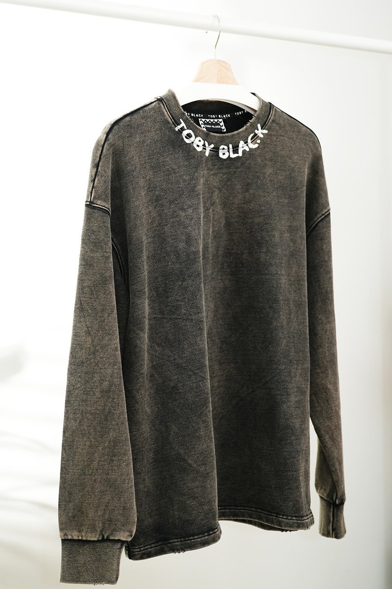 TOBY BLACK technical washed tops by Toby Black - 帽T/大學T - 棉．麻 黑色