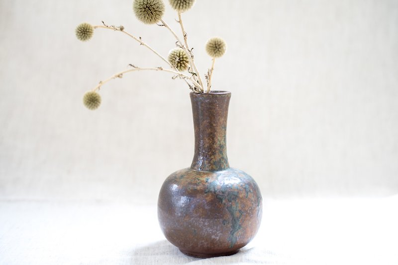 Hand made mini vase・Pottery・Throwing - ตกแต่งต้นไม้ - ดินเผา สีกากี