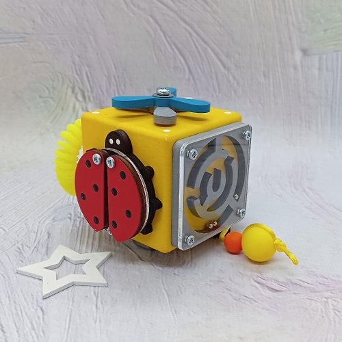 Kubik_umnik Busy cube -wooden travel toy, busy board, Busy house, fidget cube, Montessori to