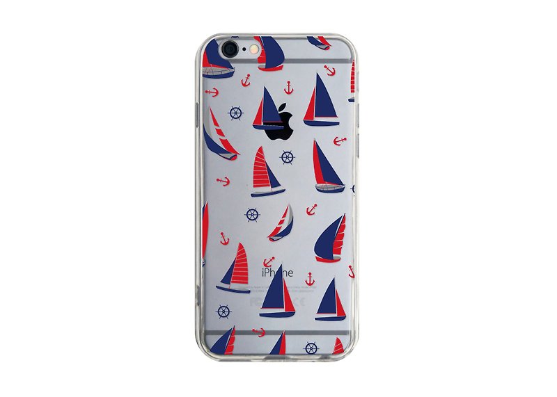 Small sailing transparent phone case for iPhone Samsung Huawei Sony - Phone Cases - Plastic Blue