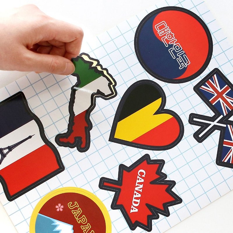 Travel Around the World Suitcase with Waterproof Stickers - Flag Icon, IDG73658 - สติกเกอร์ - พลาสติก หลากหลายสี
