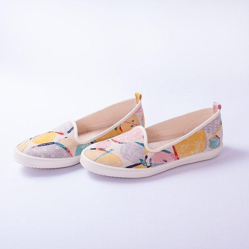 hanamikoji shoes- Comfortable Casual Flat Shoes - รองเท้าลำลองผู้หญิง - ผ้าฝ้าย/ผ้าลินิน สีเทา