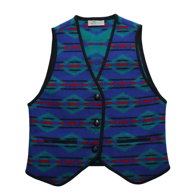 Pendleton Western Totem Wool Vest Made in the USA - Women's Vests - Wool Blue