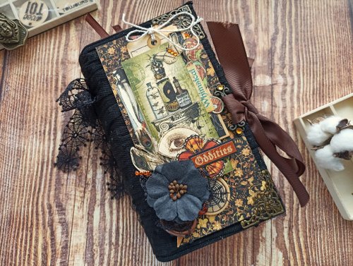 junkjournals Old curiosity shop journal handmade Gothic oddity notebook Alchemy weird things