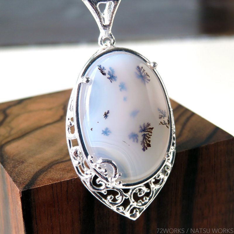 デンドリティックアゲート ネックレス  Dendritic Agate - 項鍊 - 寶石 白色