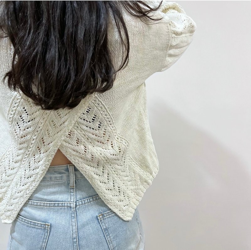 [Custom] Woven/Handmade (Lazy French Back Slit Top) - Women's Tops - Cotton & Hemp White
