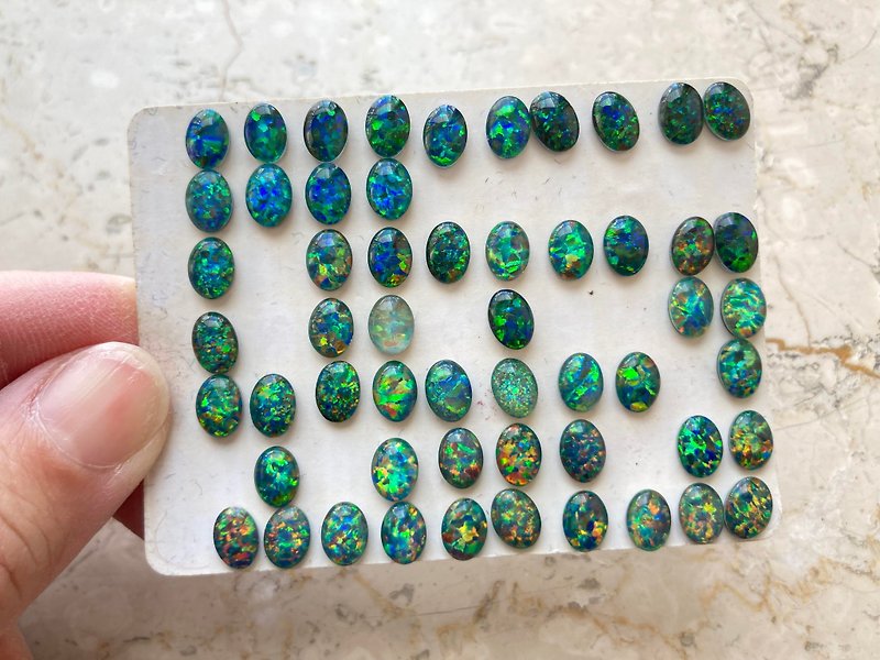 Black Opal Opal bare Stone jewelry Gemstone Gemstone light - Earrings & Clip-ons - Gemstone Multicolor