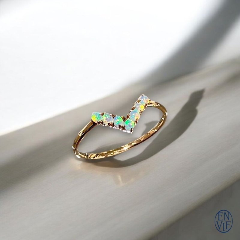 18K 澳洲蛋白石戒指 18K Australian Opal Diamond Ring - 戒指 - 貴金屬 