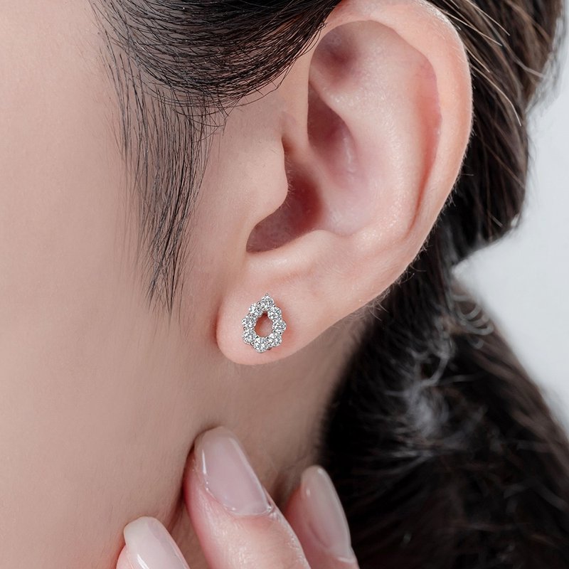 聖誕禮物 京華鑽石 18K金 天然鑽石 共0.46克拉 鑽石耳環 水光 - 耳環/耳夾/耳骨夾 - 鑽石 