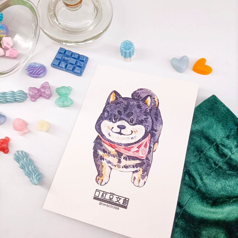 KR474_口紅堂明信片_柴犬1_candy1313588 postcard - 卡片/明信片 - 紙 多色