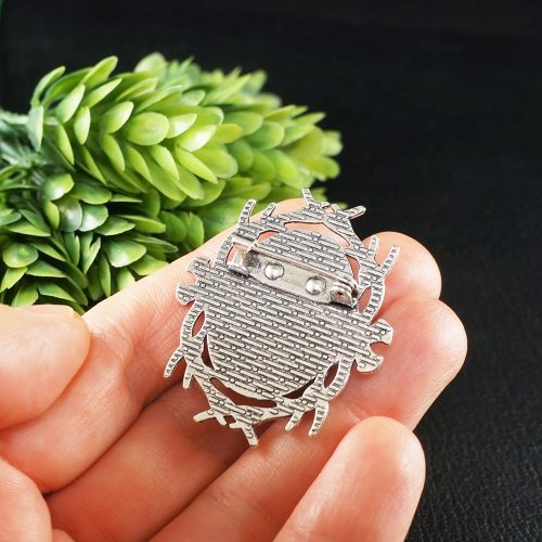 レッドローズヴィンテージカメオブローチシルバーレッドブラック レッドローズヴィンテージカメオブローチシルバーレッドブラック