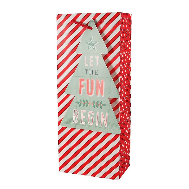 Christmas tree red and white striped Christmas gift bag [Hallmark - gift bag / paper bag Christmas series] - Gift Wrapping & Boxes - Paper Red