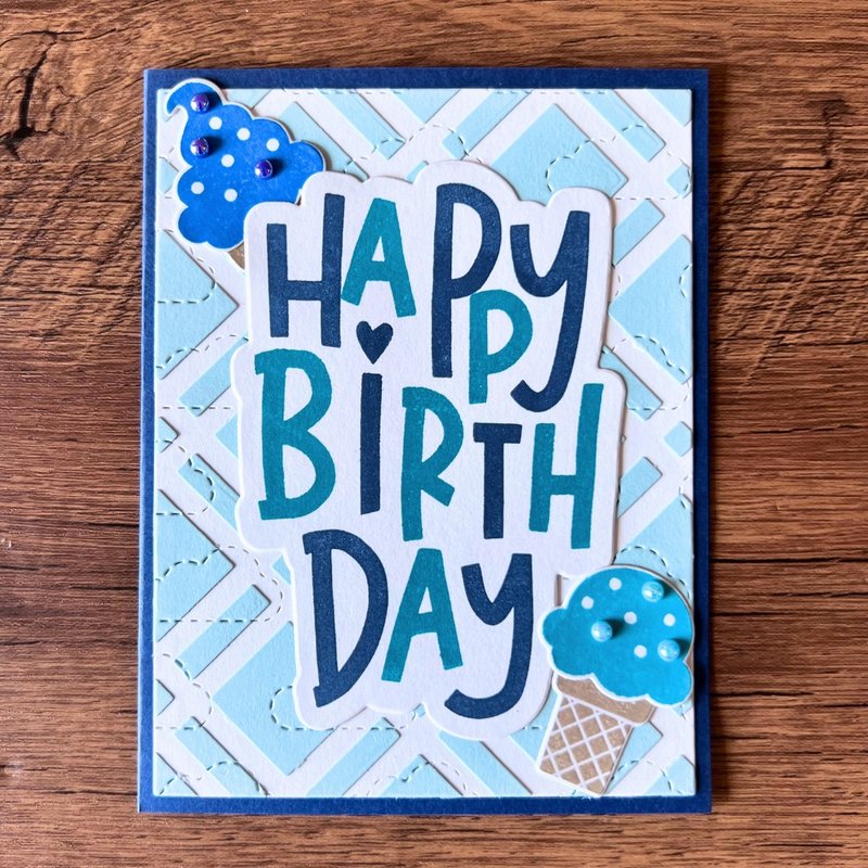HAPPY BIRTHDAY 天藍 雪糕 生日卡 - 卡片/明信片 - 紙 藍色