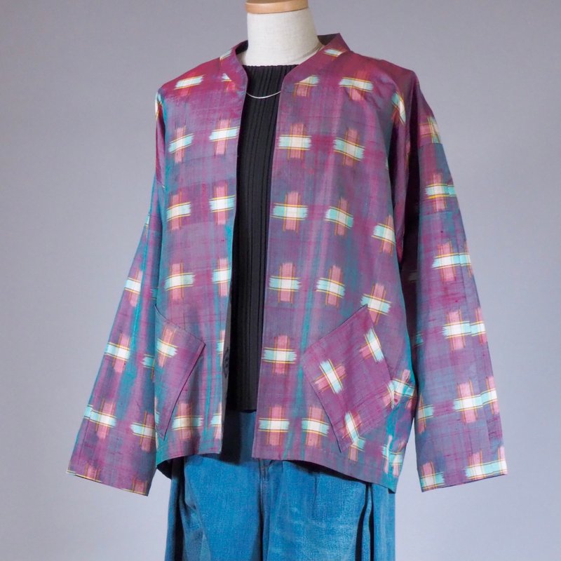 【日本製】exrtra long sleeve jacket, vintage Kimono jacket men, upcycle - Men's Coats & Jackets - Silk Multicolor