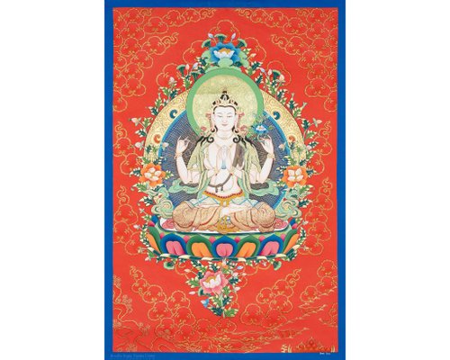 h21# 四腕観音 仏祖 唐卡 タンカ Thang-ga 装飾画民间文化芸術 h21# 四腕観音 仏祖 唐卡 タンカ Thang-ga 装飾画民间文化芸術