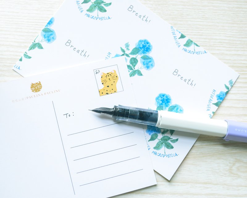 花園系列－紫陽花 明信片／三送一 - 卡片/明信片 - 紙 藍色