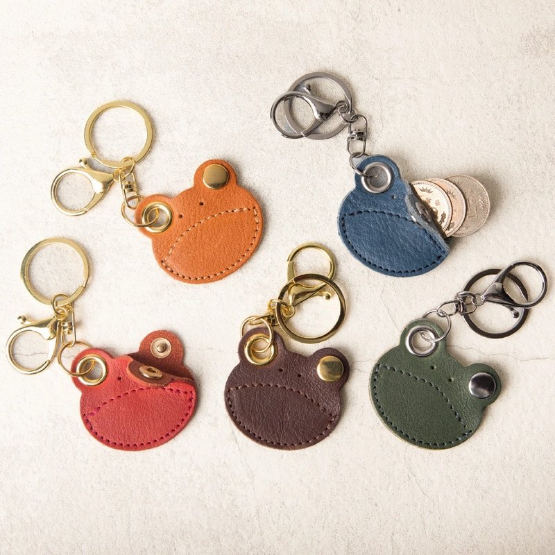 Frog Keychain Multi-Case Coin Accessory Genuine Leather Tochigi Leather Lobster Claw Clasp - Keychains - Genuine Leather Multicolor