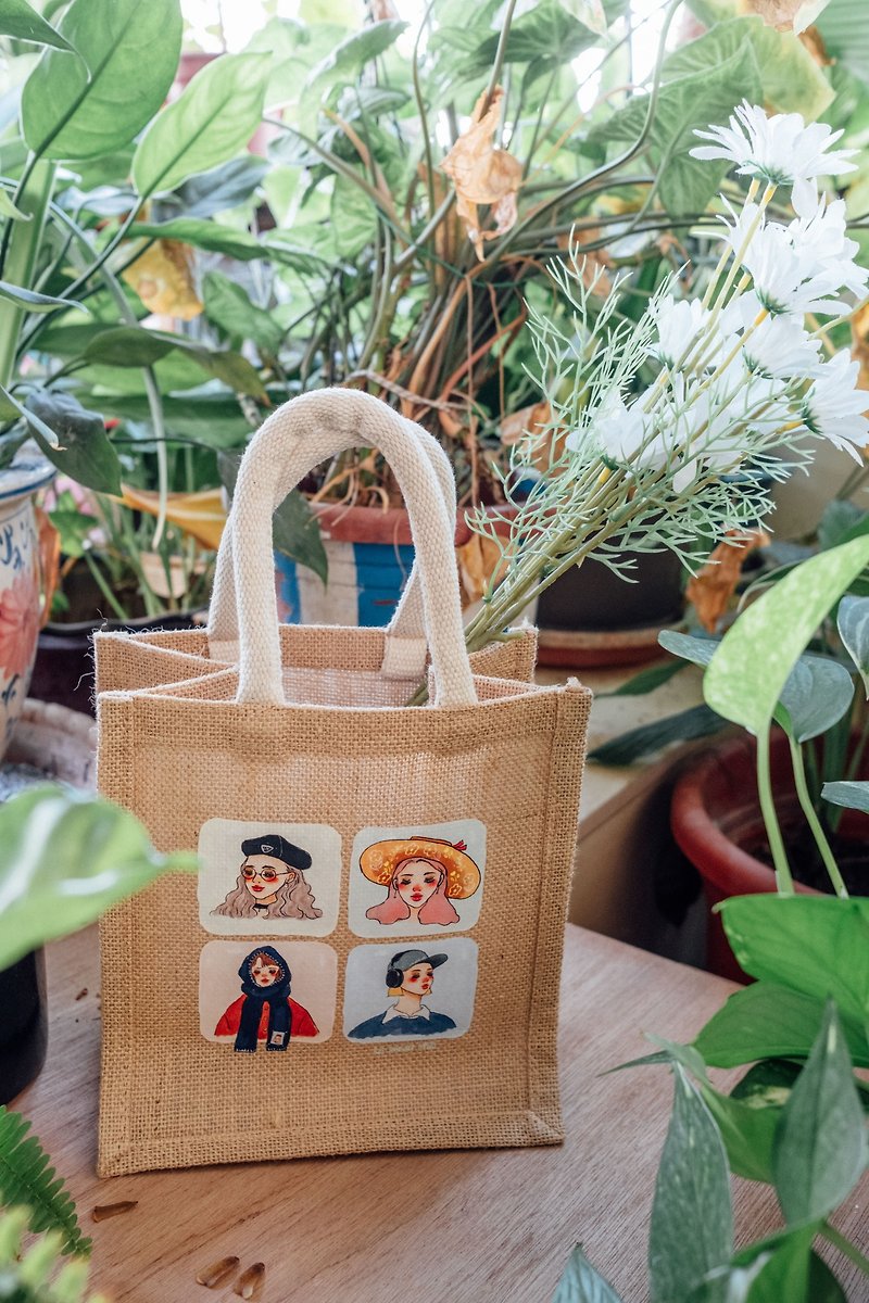 Four Seasons Natural Living Linen Shopping Bag - กระเป๋าถือ - ผ้าฝ้าย/ผ้าลินิน สีกากี