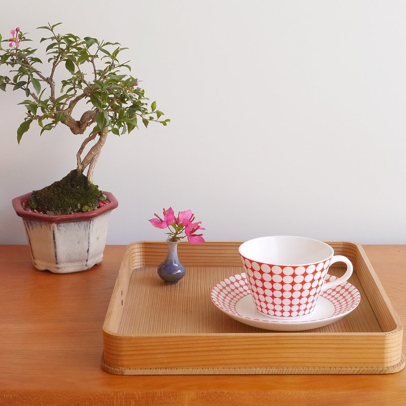 Japanese antique cedar eight-inch square tray - ของวางตกแต่ง - ไม้ สีนำ้ตาล