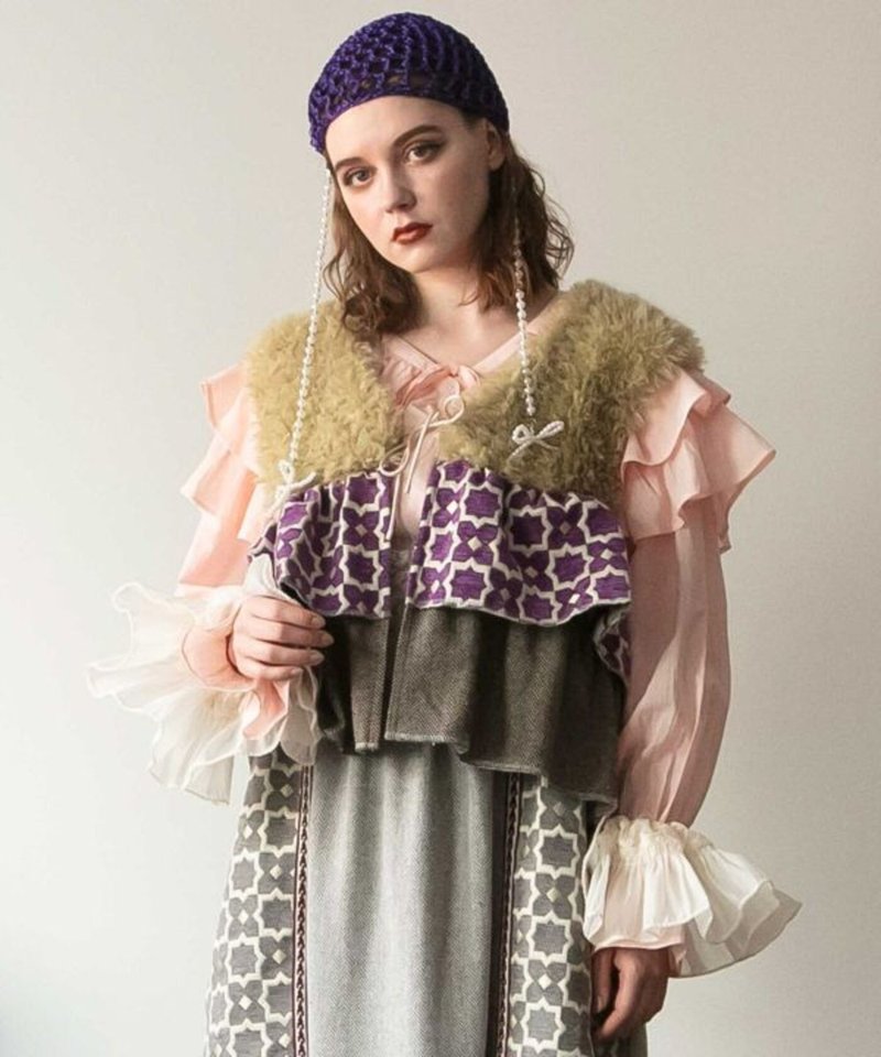 【熱門預購】 花磚靈感拼接毛呢質感背心 (3色) CCP-5323 - 背心/無袖上衣 - 棉．麻 