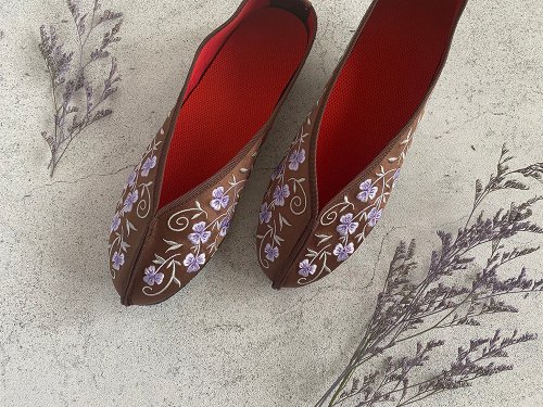 刺繍・バレエシューズ ブラック・チャイナシューズ